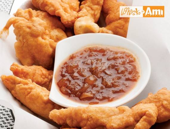 Batter-Fried Gluten-Free Chicken Strips with Sweet & Savory Dipping Sauce