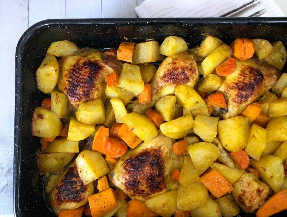 One Pan Chicken and Root Vegetables