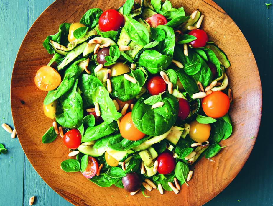 Zucchini, Spinach, and Tomato Salad with Lime Vinaigrette