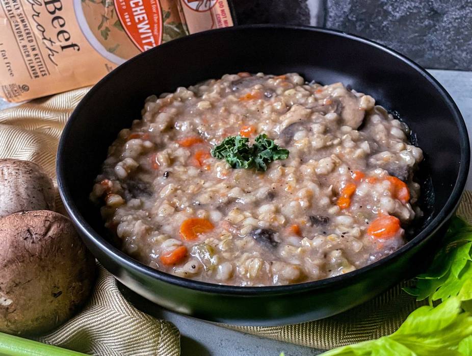 Beef, Mushroom, and Brown Rice Soup