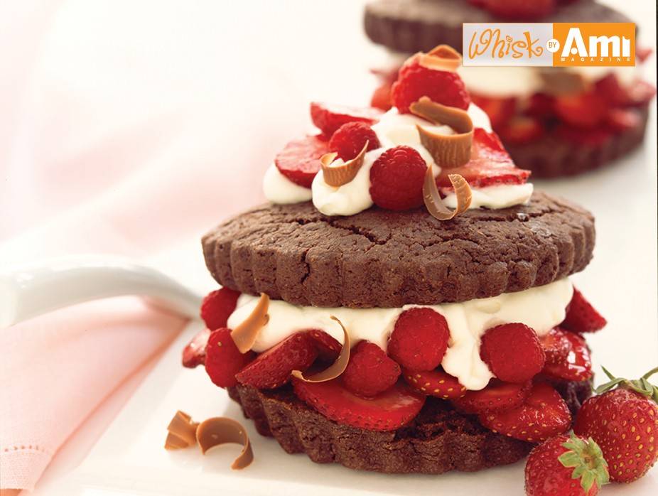 Chocolate Shortcakes with White Chocolate Mousse and Berries