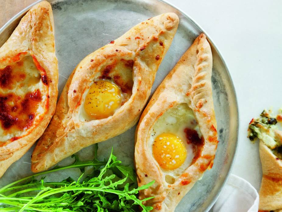 Adjaruli Khachapuri- Cheese and Egg-Filled Pies 