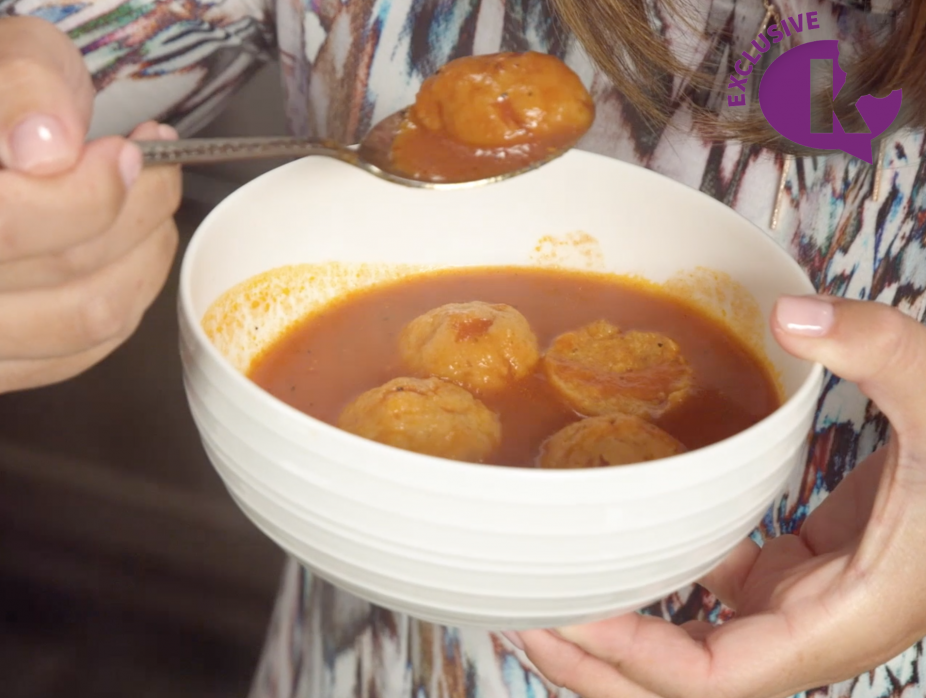 Tomato Soup with Cheddar Matzo Balls