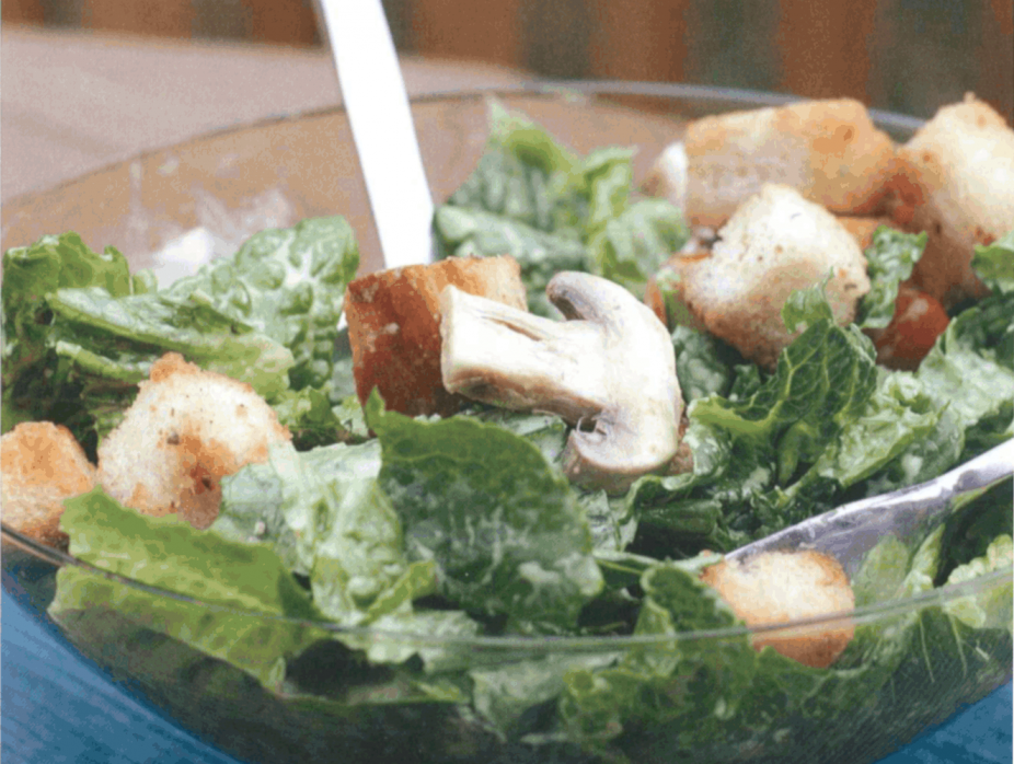 Roasted Garlic Caesar Salad with Croutons