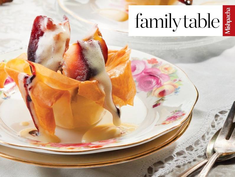 Caramelized Apples in Phyllo Baskets with Zabaglione Sauce