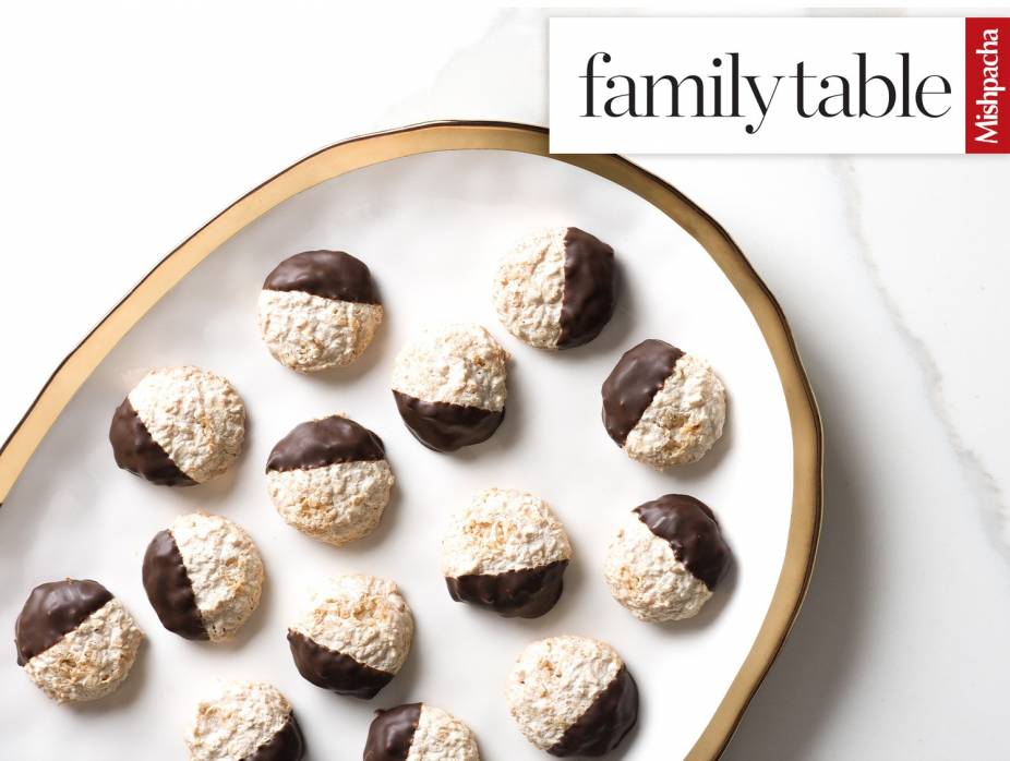 Chocolate-Dipped Pesach Coconut Crisps