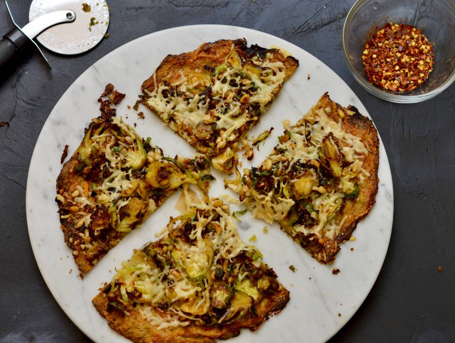 Cauliflower Crust Brussels Sprouts Pizza