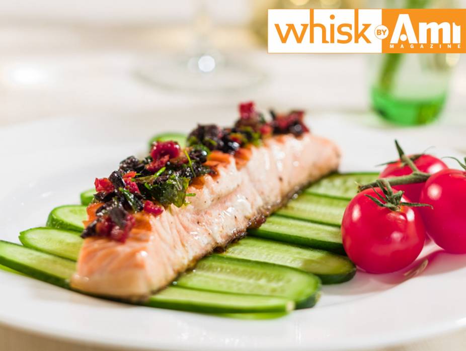 Grilled Salmon with Sun-Dried Tomato and Olive Dressing