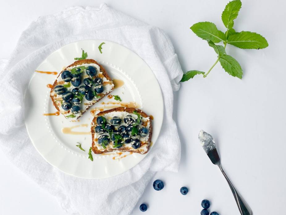 Blueberry Ricotta Toast with Tahini Drizzle