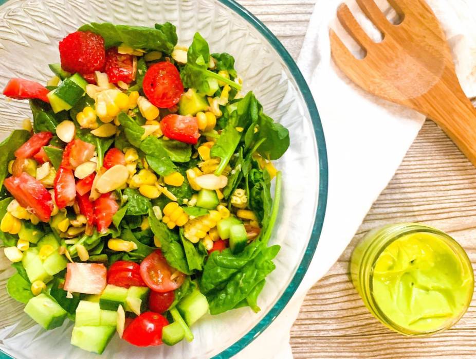 Summer Salad with Creamy Avocado Lime Dressing