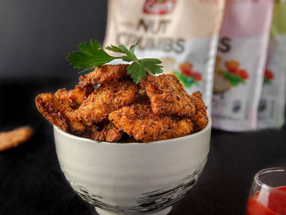 Nut-Crusted Chicken Nuggets with Chili Sauce