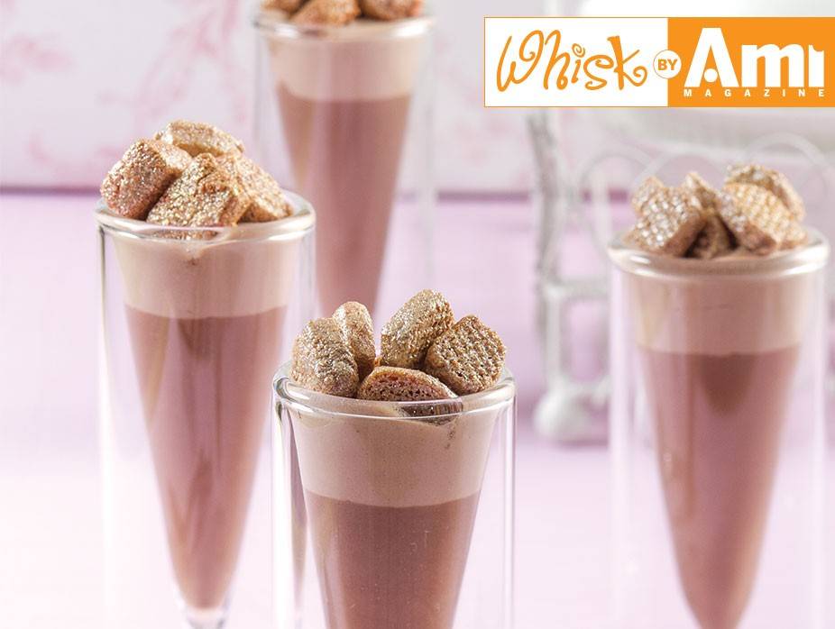 Milk Chocolate–Nougat Mousse with Crispy Hazelnut Squares