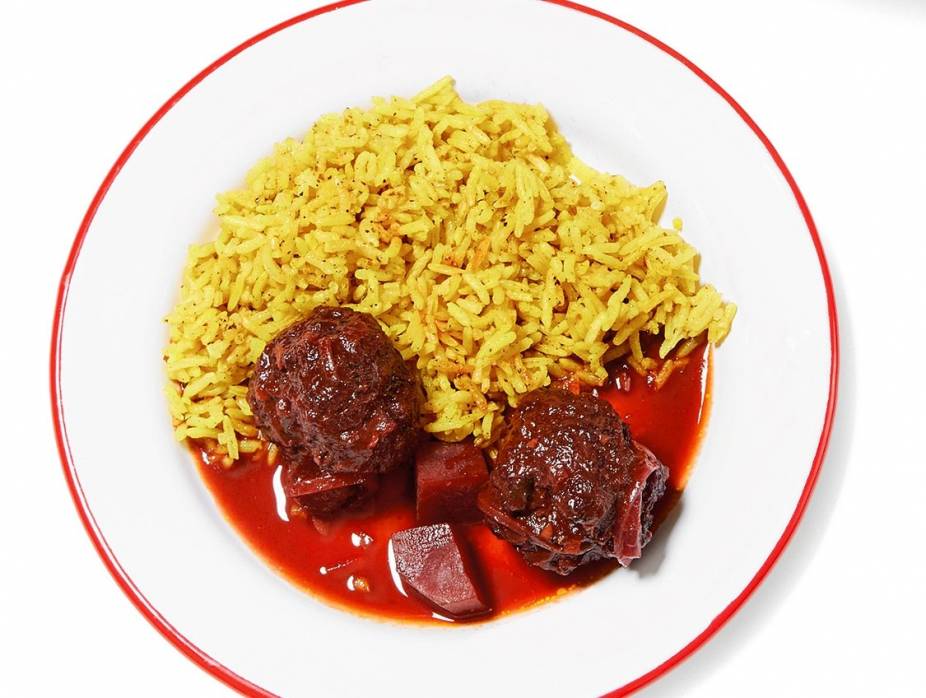 Persian Meatballs with Beet Sauce