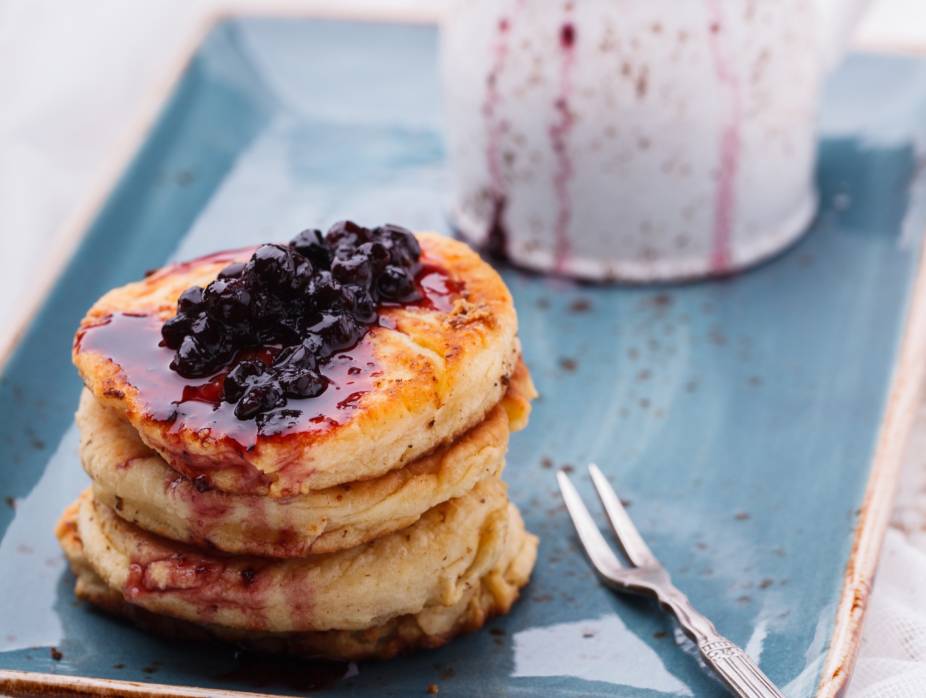 Ricotta Fritters with Warm Blueberry Sauce