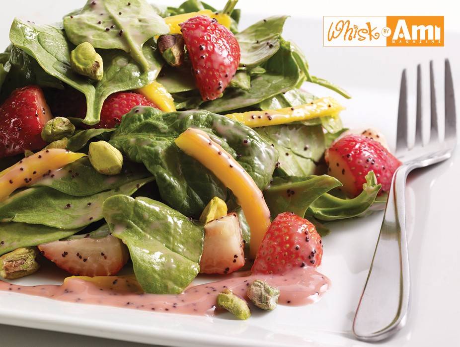 Strawberry Spinach Salad with Yogurt Poppy Dressing