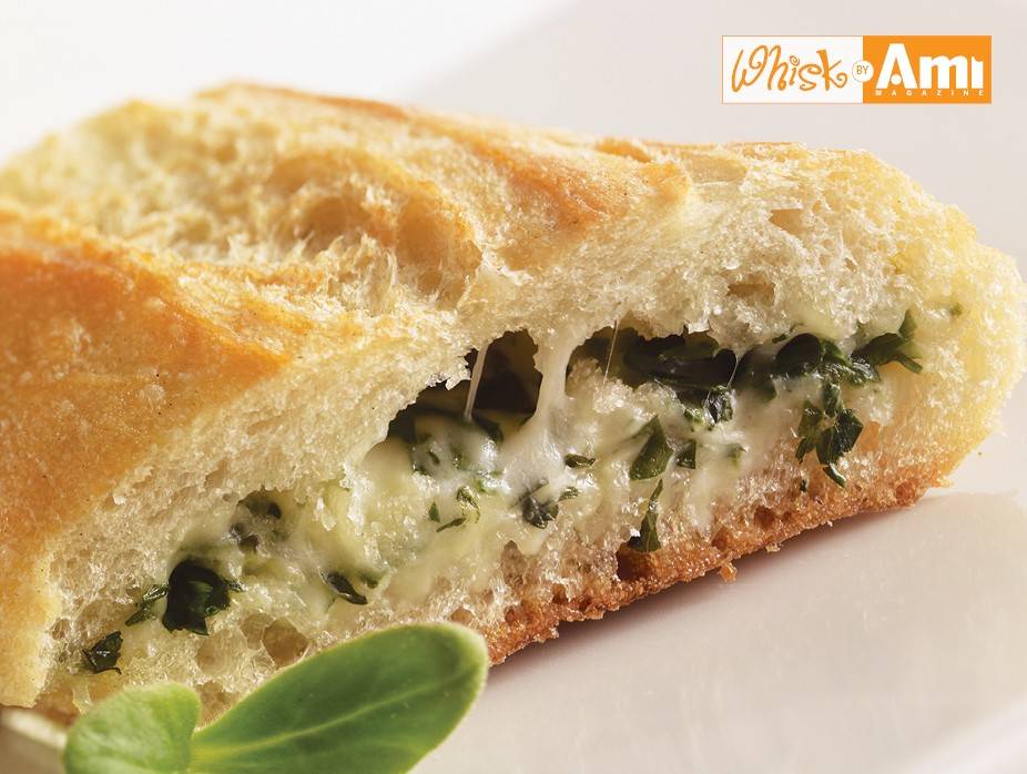 Stuffed French Bread with Spinach, Herbs, and Cheese