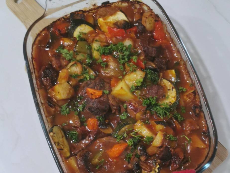 Oven-Baked Hearty Meat and Vegetable Stew