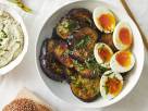Fried Eggplant and Jammy Eggs with Herb Oil