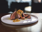 Seared Flat Iron Steak and Frittata with Red Argentinian Chimichurri