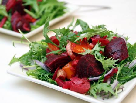Roasted Beet Salad with Greens