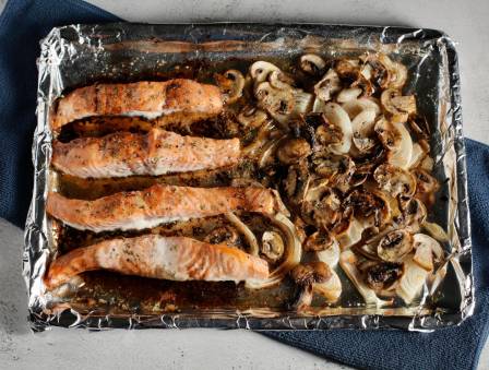 Balsamic Baked Fish with Onions and Mushrooms