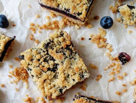 Blueberry Crumble Bars with Brown Butter Shortbread Crust