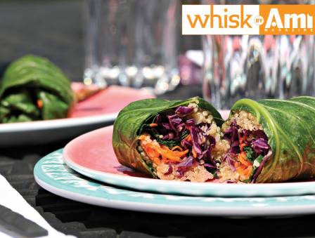 Collard Green Wraps with Sesame and Soy Quinoa Filling
