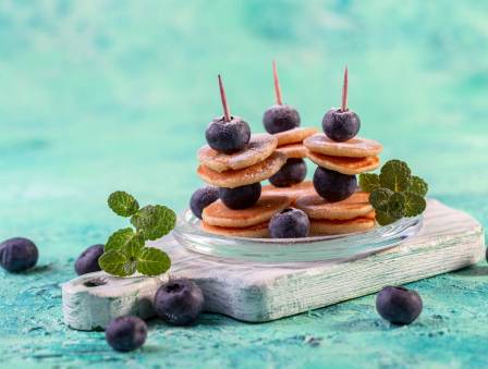 Healthy GF Mini Pancakes with Berries