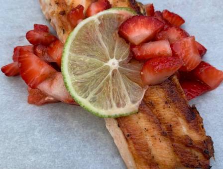 Grilled Salmon with Strawberry- Lime Salsa