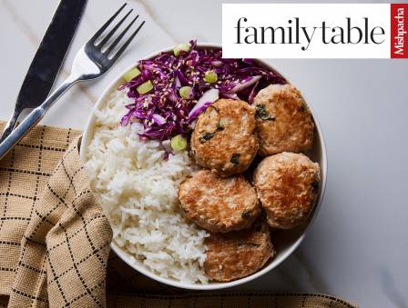 Asian Chicken Patties and Cabbage Slaw