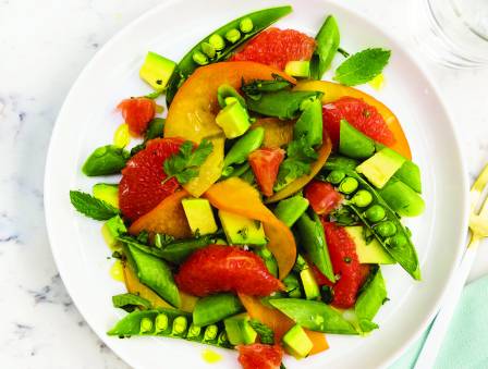 Sharon Persimmon Fruit and Sugar Snap Pea Salad