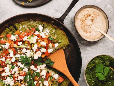 Falafel Pizza with Feta and Herbs