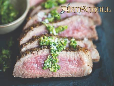 Pepper-Crusted London Broil with Chimichurri Sauce