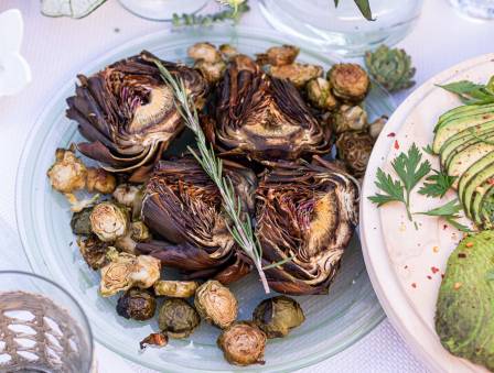 Roasted Artichokes and Brussels Sprouts