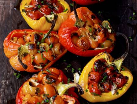 Oven-Charred Tomato-Stuffed Peppers