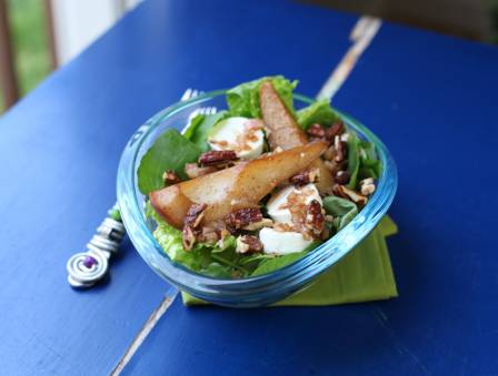 Pan Roasted Pear and Goat Cheese Salad