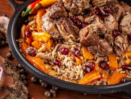 Rosh Hashanah Plov with Barberries, Pomegranate, and Quince