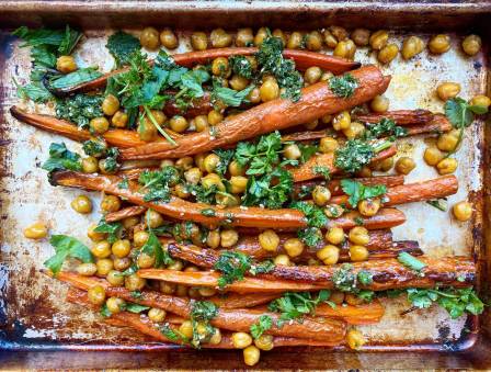 Spiced Carrots with Chickpeas and Herbs