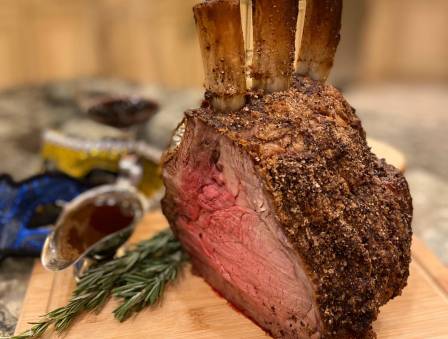 Standing Prime Rib Roast with Red Wine Reduction