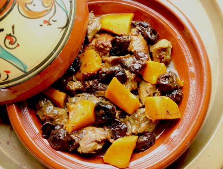 Tagine of Veal, Dried Prunes and Squash with Cardamom