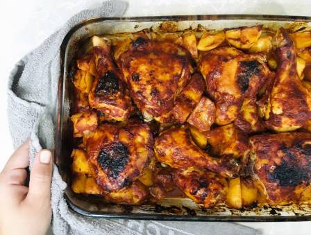 Healthier One-Pan BBQ Chicken and Potatoes