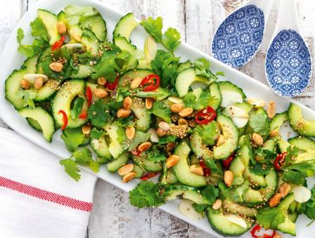 Vietnamese Cucumber Salad with Cilantro & Roasted Peanuts