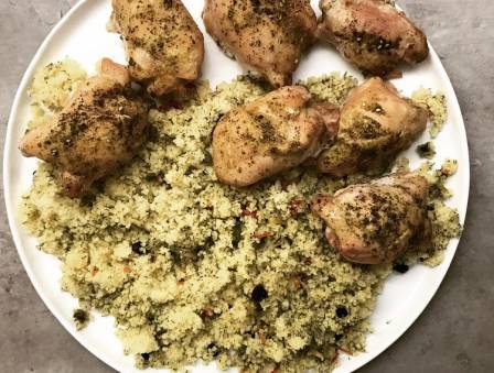Za’atar Chicken Thighs with Herbed Couscous