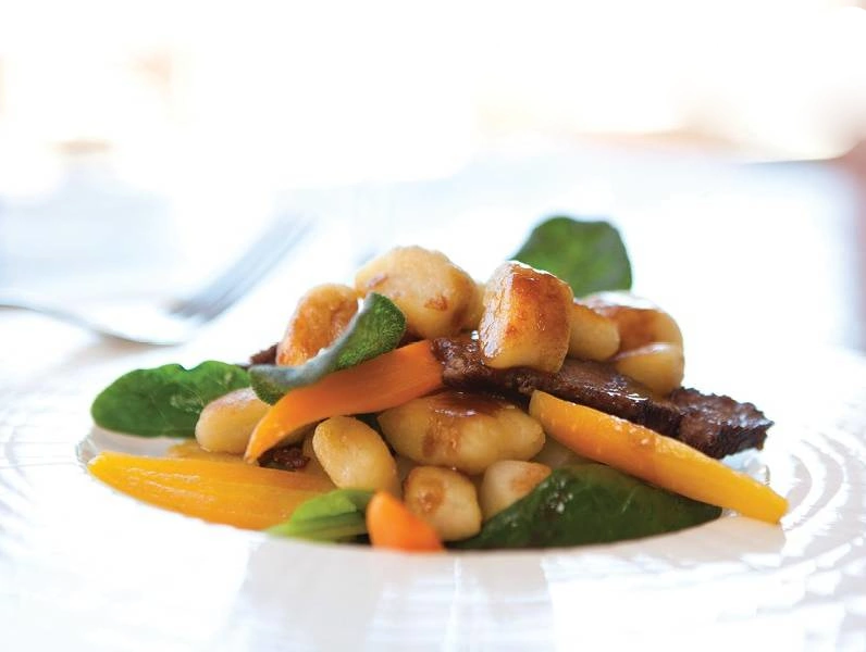 Braised Beef Cheeks and Gnocchi with Poached Vegetables