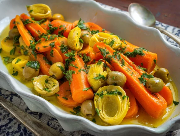 Artichokes and Carrots in Lemon Sauce