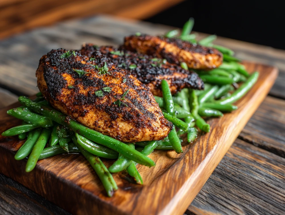 Blackened Chicken Breasts over Mixed Greens