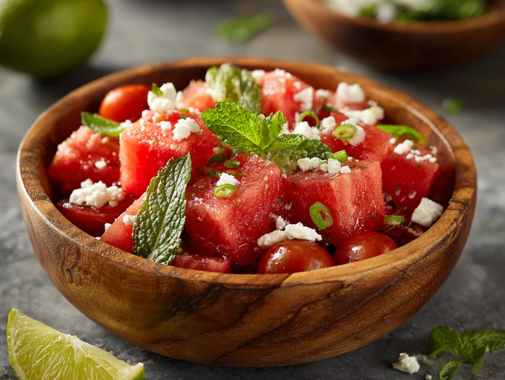 Minted Watermelon Feta Tomato Salad