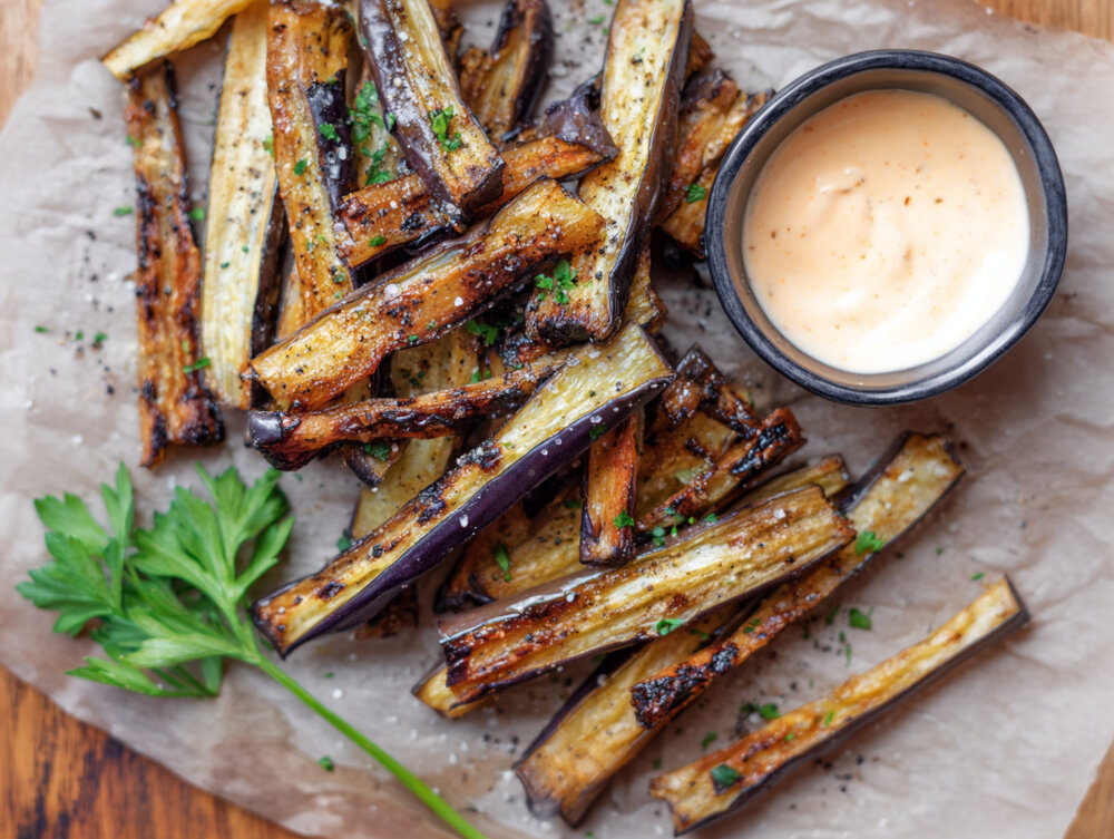 Eggplant Fries with Tahini Dressing