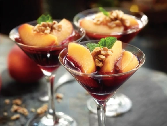 Fresh Peaches in Red Wine Sauce