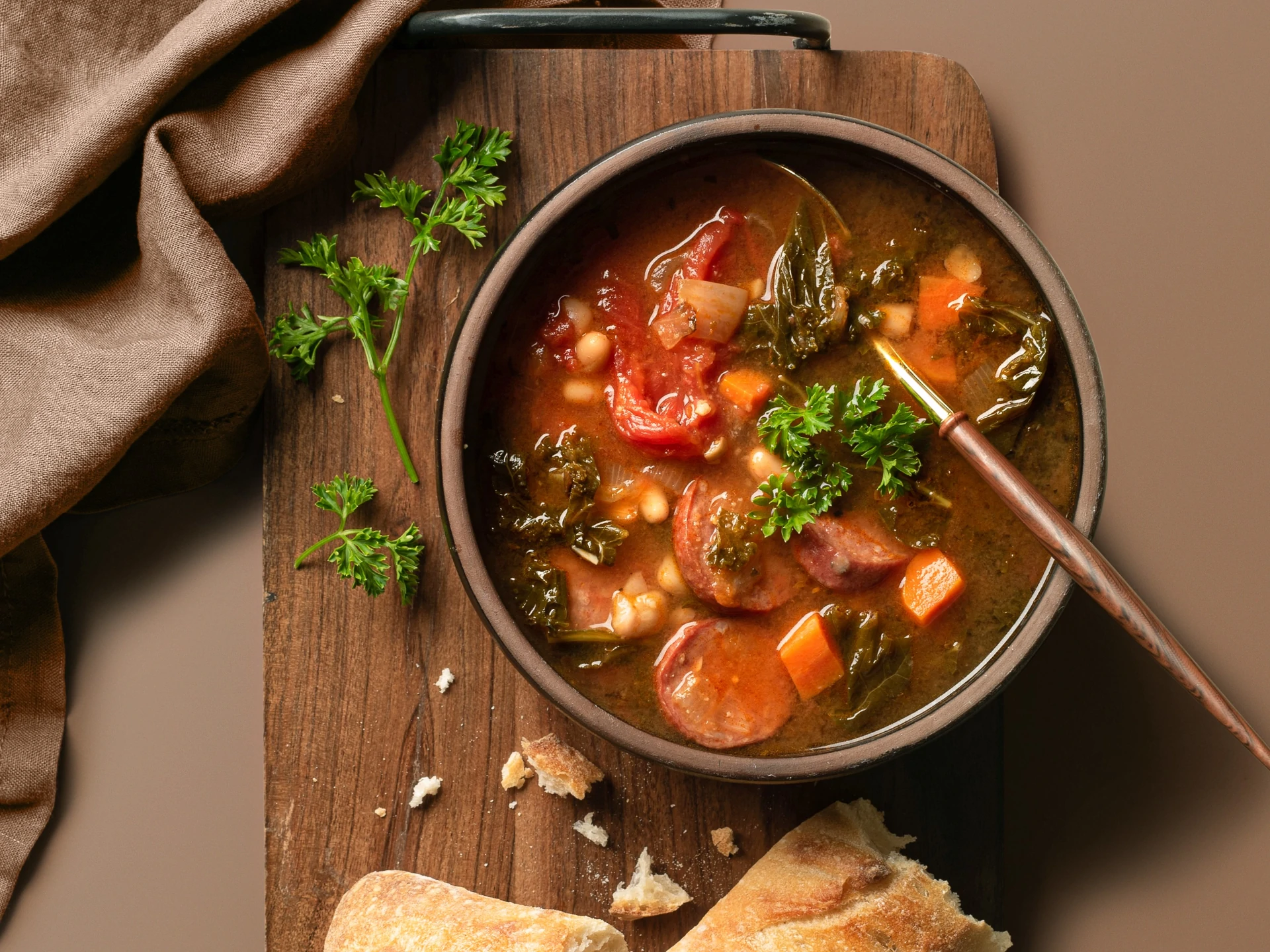 White Bean, Sausage, and Greens Soup